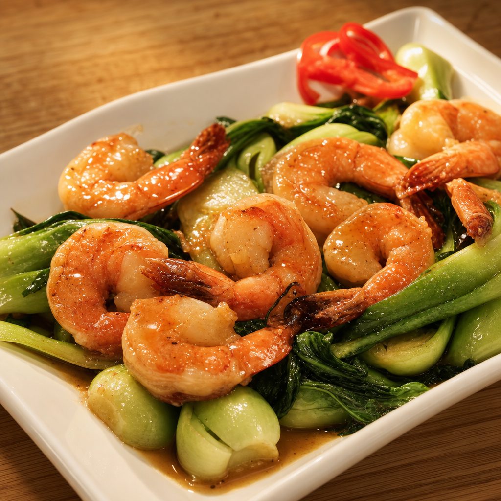 Cải Shanghai Tip Xào Tôm - Shanghai From the East (with Shrimp).