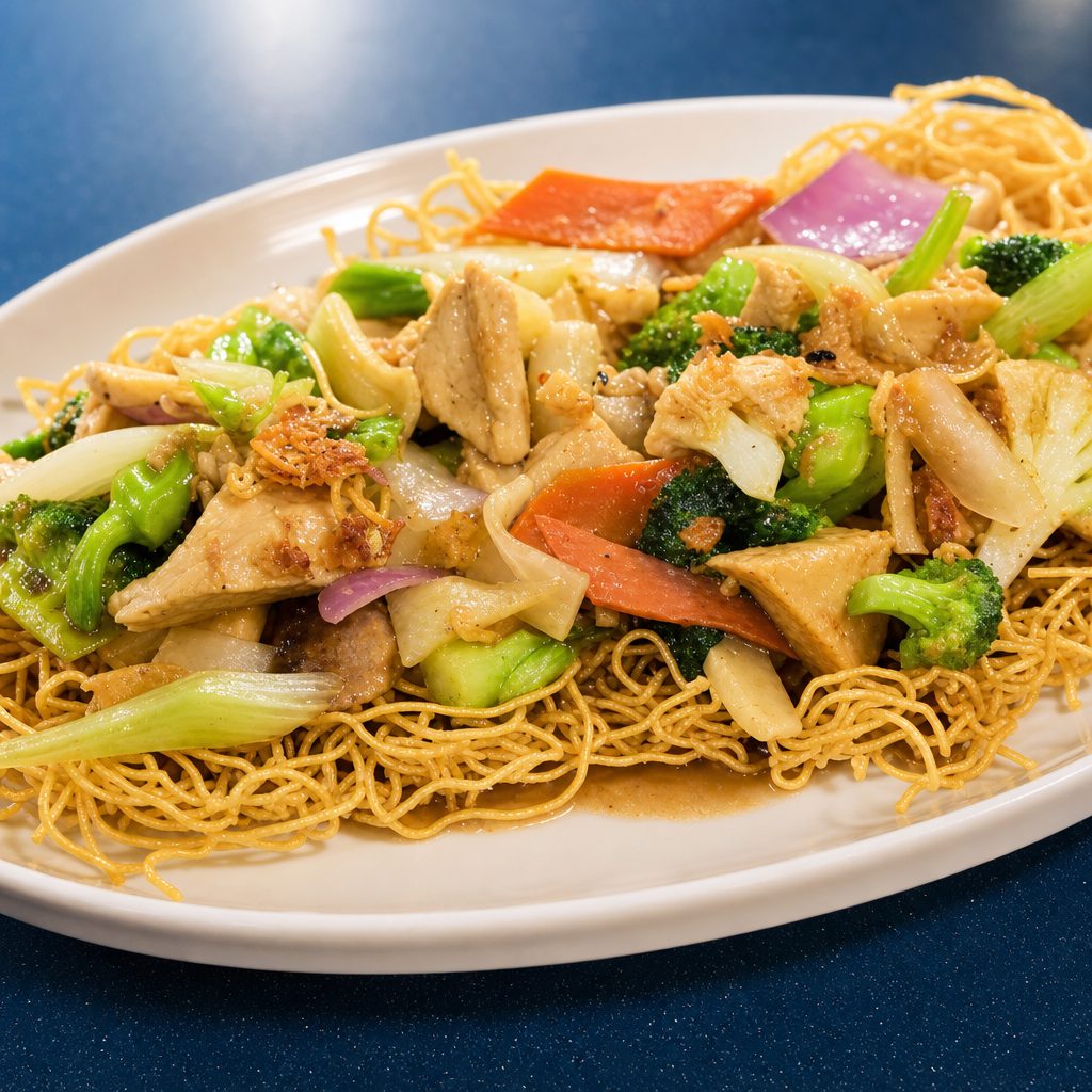 Mì Xào Giòn Chạy - Haystack in the Field (crispy egg noodles).